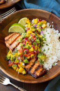 Hudson Valley Steelhead Trout with Peach Salsa - RE Farm Café